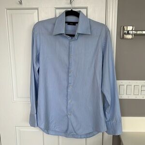 Hugo Boss Men’s Button Down Blue White Pinstripe Shirt